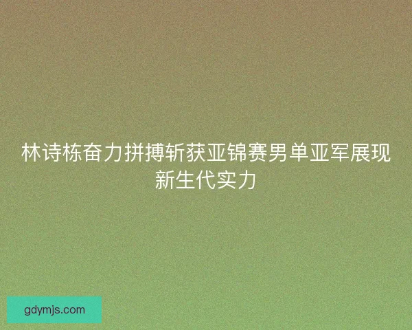 林诗栋奋力拼搏斩获亚锦赛男单亚军展现新生代实力